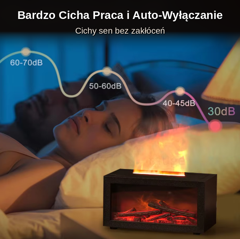 Cicha praca nawilżacza Płomyk — spokojny sen