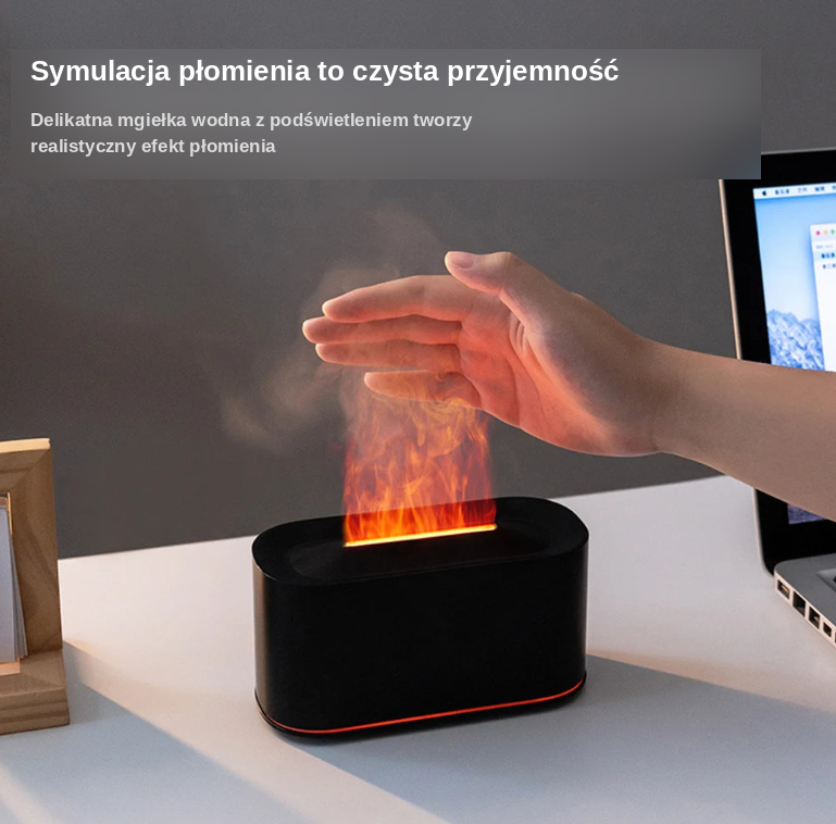 Dyfuzor Zapachowy z Efektem Płomienia — Kolorowy Nawilżacz Powietrza do Aromaterapii