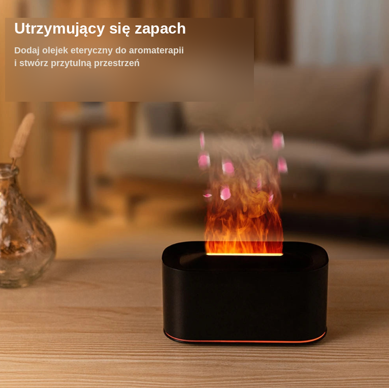 Dyfuzor Zapachowy z Efektem Płomienia — Kolorowy Nawilżacz Powietrza do Aromaterapii